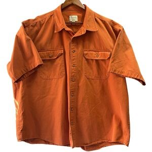 Cabela's Button Up Shirt Men 3XL Tall Orange Short Sleeve Workwear Gorpcore